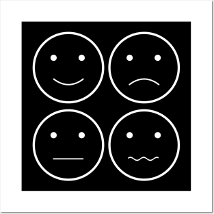 4 Moods Faces Grid Minimal Design (Lines Collection) Posters and Art